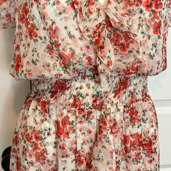 MISA Los Angeles Kidada Poppy Allover Ruffle V-neck Sleeveless Slit Maxi Dress M - Picture 6 of 15